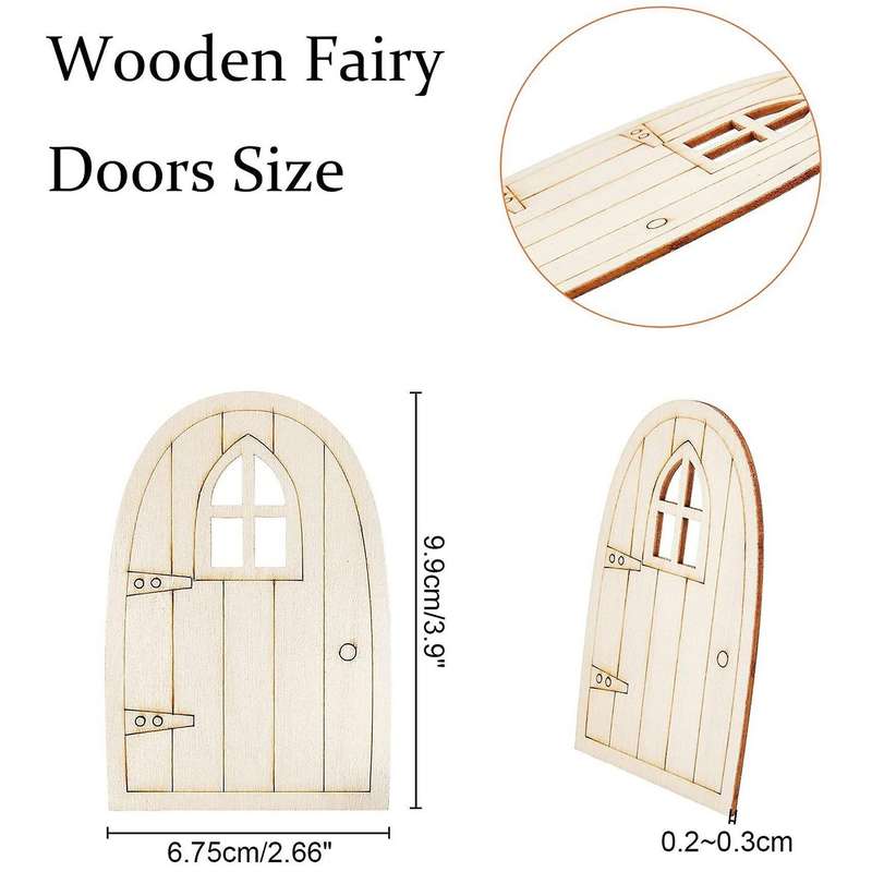 30 Pcs Unpainted Simulation Wooden Fairy Mini Hollow Out Elf Door