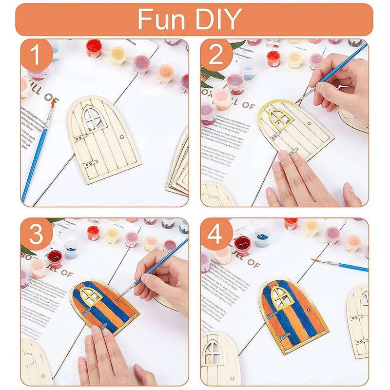 30 Pcs Unpainted Simulation Wooden Fairy Mini Hollow Out Elf Door