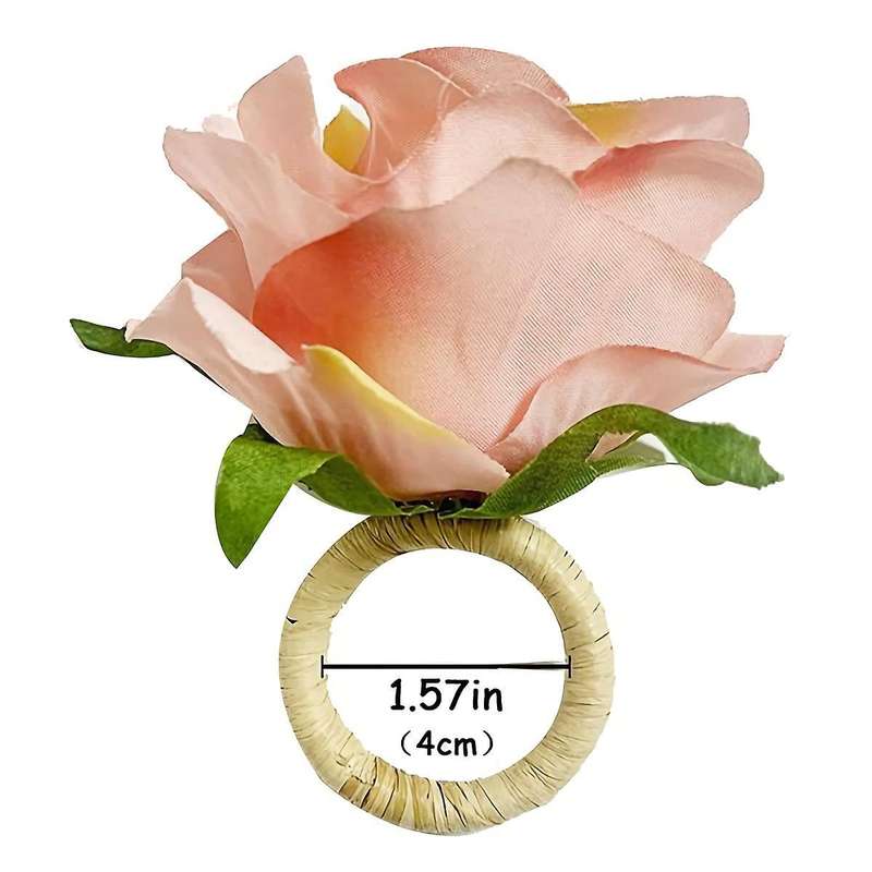 Handmade Champagne Rose 6pcs Napkin Rings for Home, Dining Room