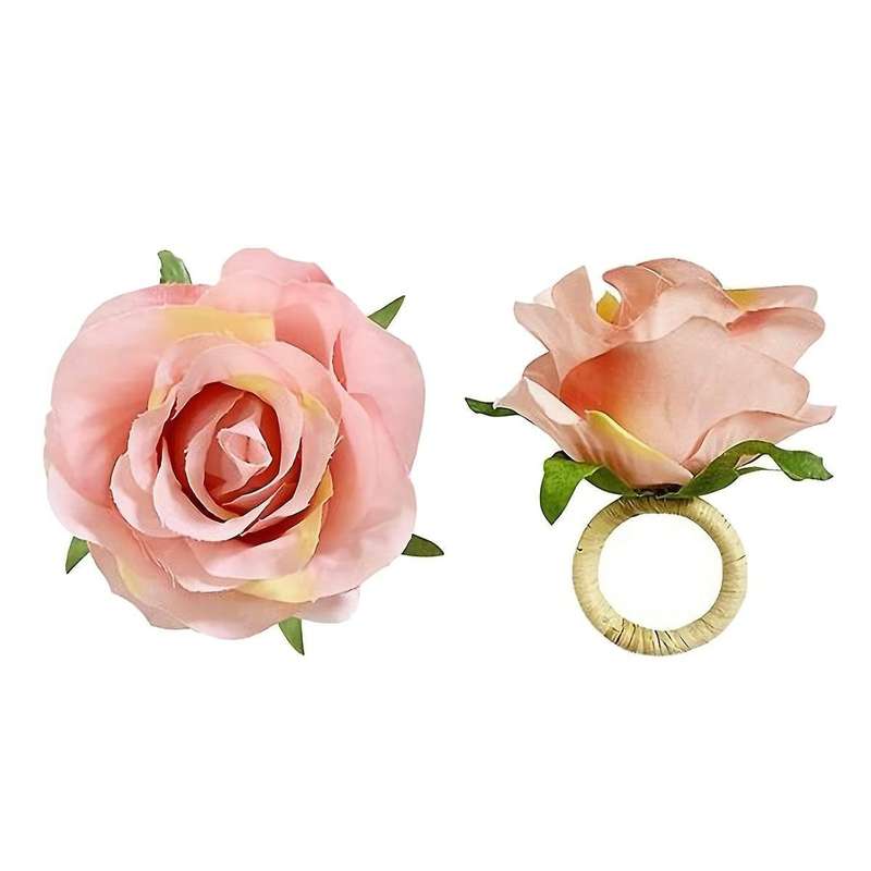 Handmade Champagne Rose 6pcs Napkin Rings for Home, Dining Room