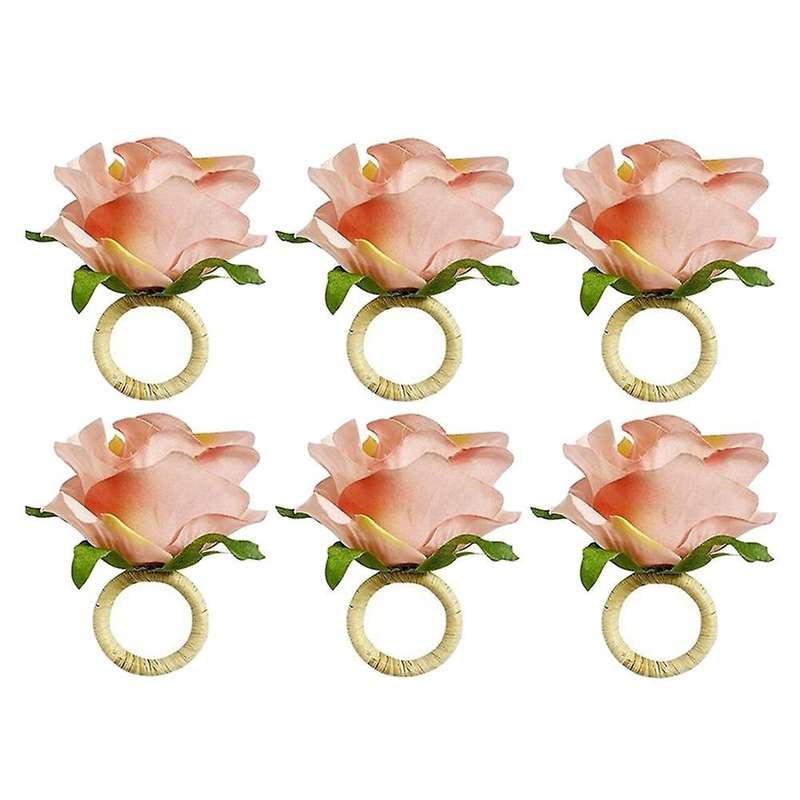 Handmade Champagne Rose 6pcs Napkin Rings for Home, Dining Room