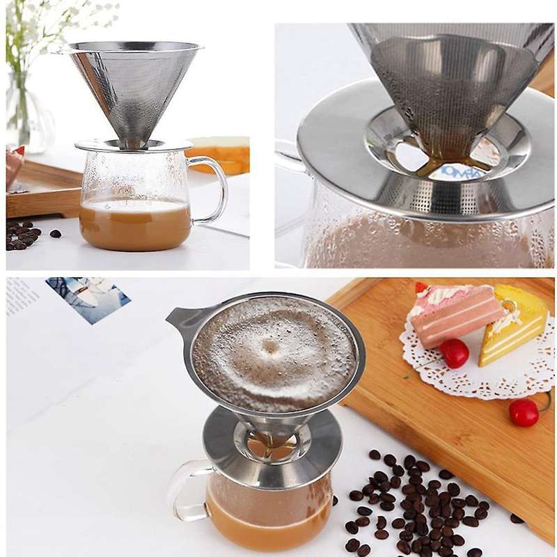 Pour Over Coffee Dripper Reusable Drip Cone Coffee Filter Portable