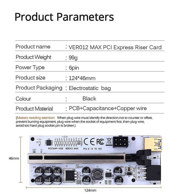 Ver012 Max Pci-e X1 to X16 Extender Riser for Video Card for Mining