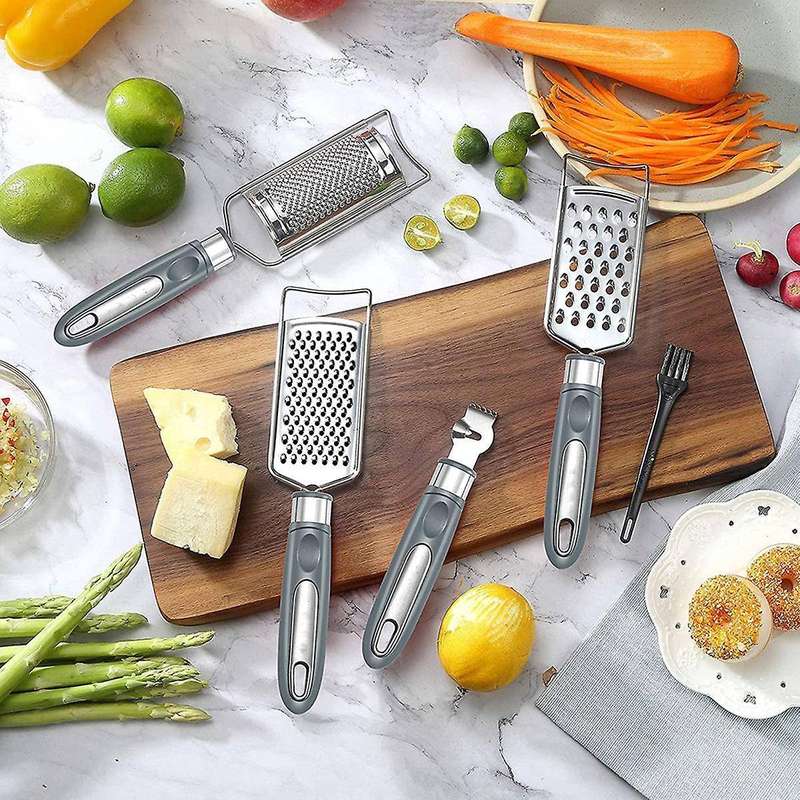 4pcs Cheese Grater & Peeler,lemon Zester, Stainless Steel