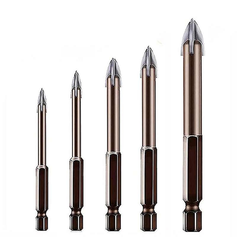 5pcs Universal Triple-cornered Cross Alloy Drill Bit Set(3/4/5/6/8mm)