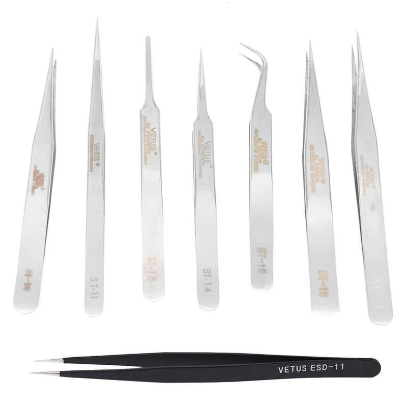 Vetus 7 Pcs Tweezer Pliers Precision Repair Antistatic Pc Gsm Watch