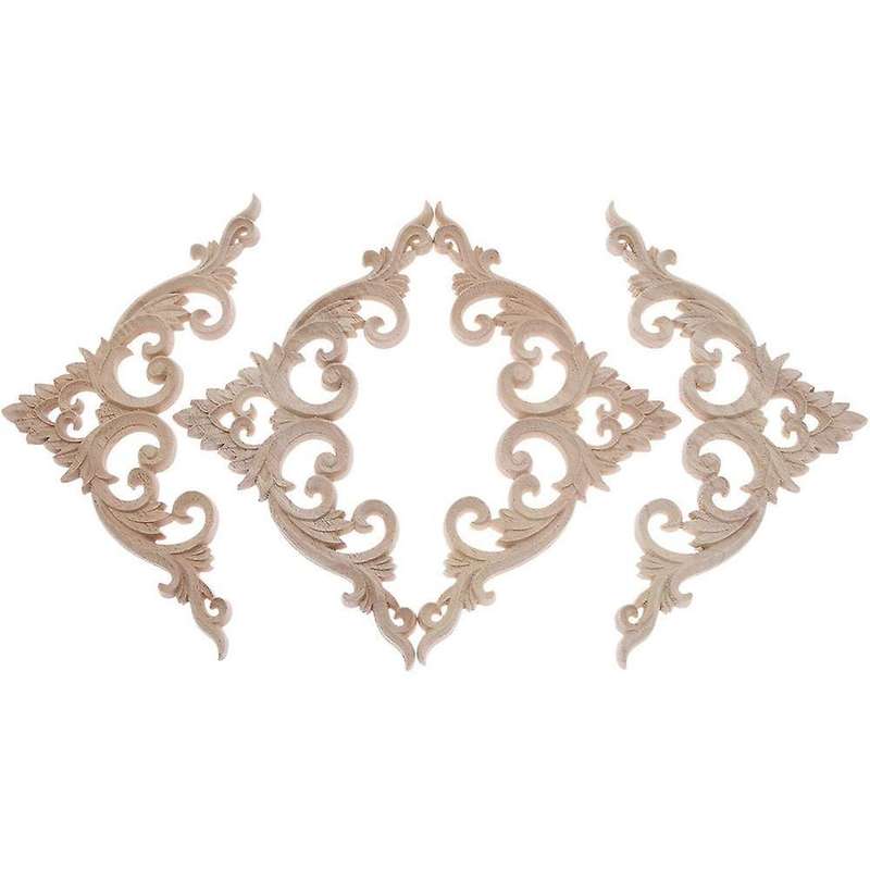 4pcs/set Wood Carved Corner Onlay Applique for Home Decoration 15cm