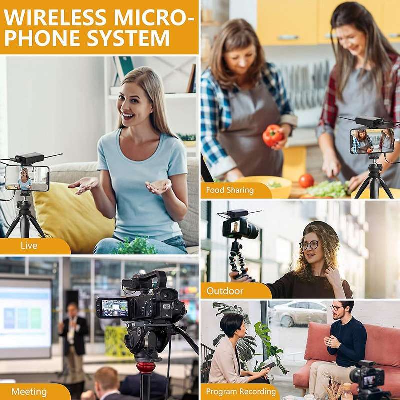Wireless Lavalier Microphone for Iphone, Dslr Camera, Video Recording