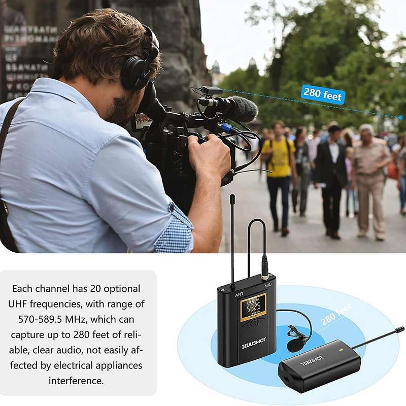 Wireless Lavalier Microphone for Iphone, Dslr Camera, Video Recording