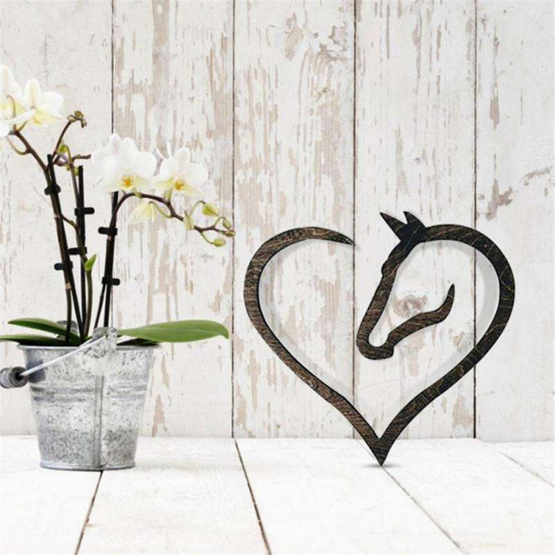 Hanging Love Horse Heart Wooden Wall Art Home Decor Wooden Horse