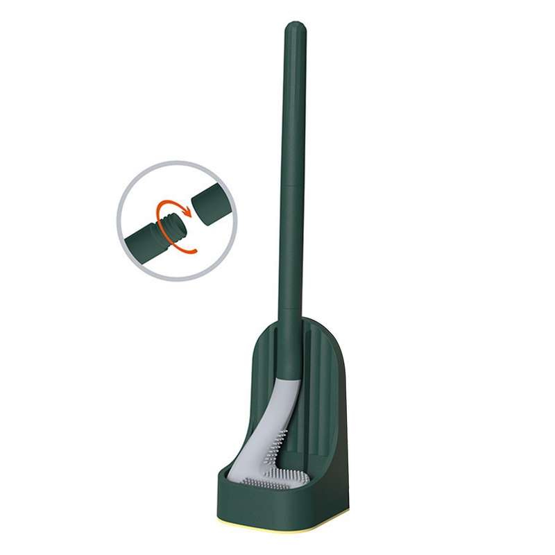 Golf Silicone Long Handled Toilet Tpr Brushes with Holder Set ,green
