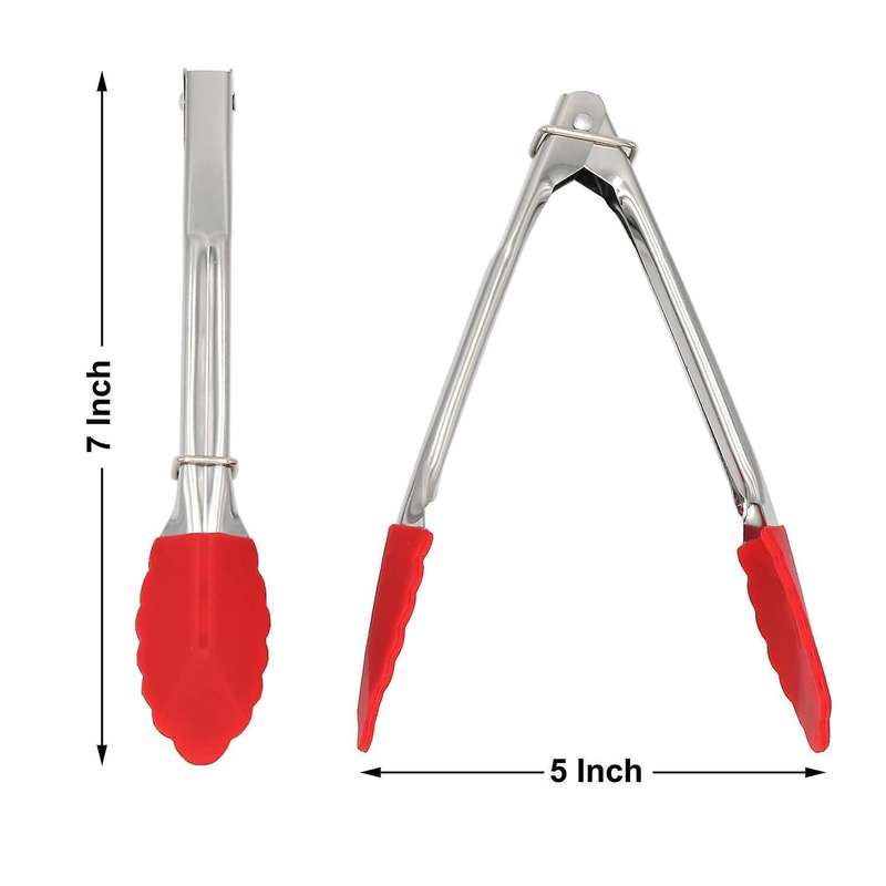 Small Tongs with Silicone Tips 7 Inch Kitchen Tongs  Set Of 3