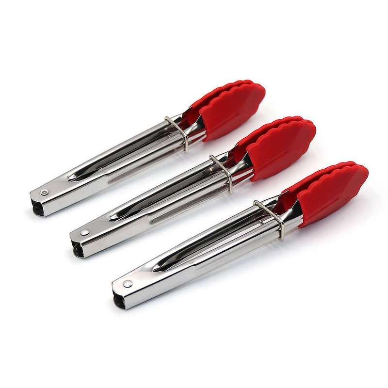 Small Tongs with Silicone Tips 7 Inch Kitchen Tongs  Set Of 3