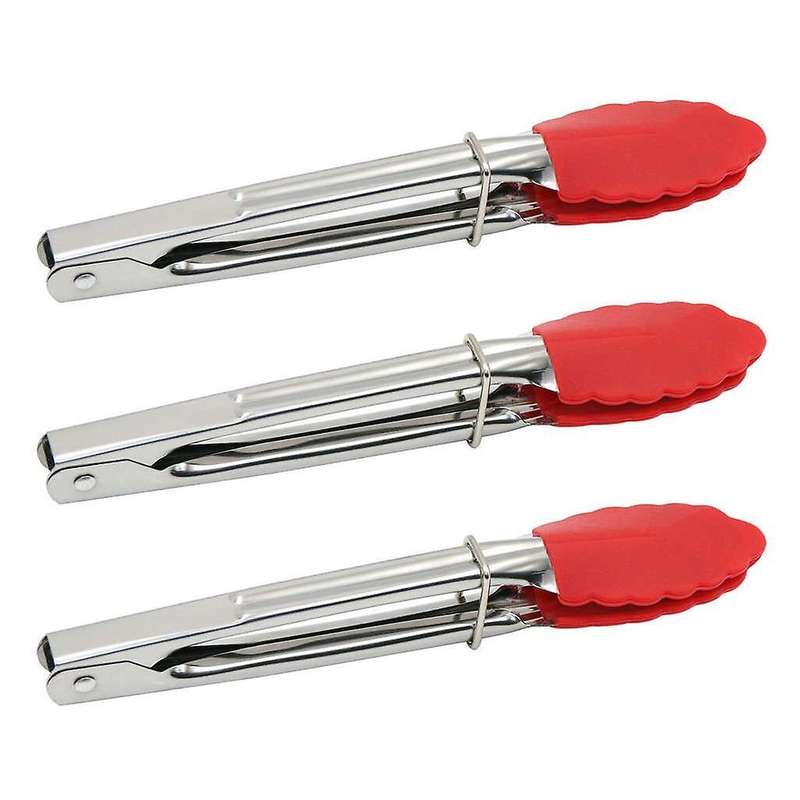 Small Tongs with Silicone Tips 7 Inch Kitchen Tongs  Set Of 3