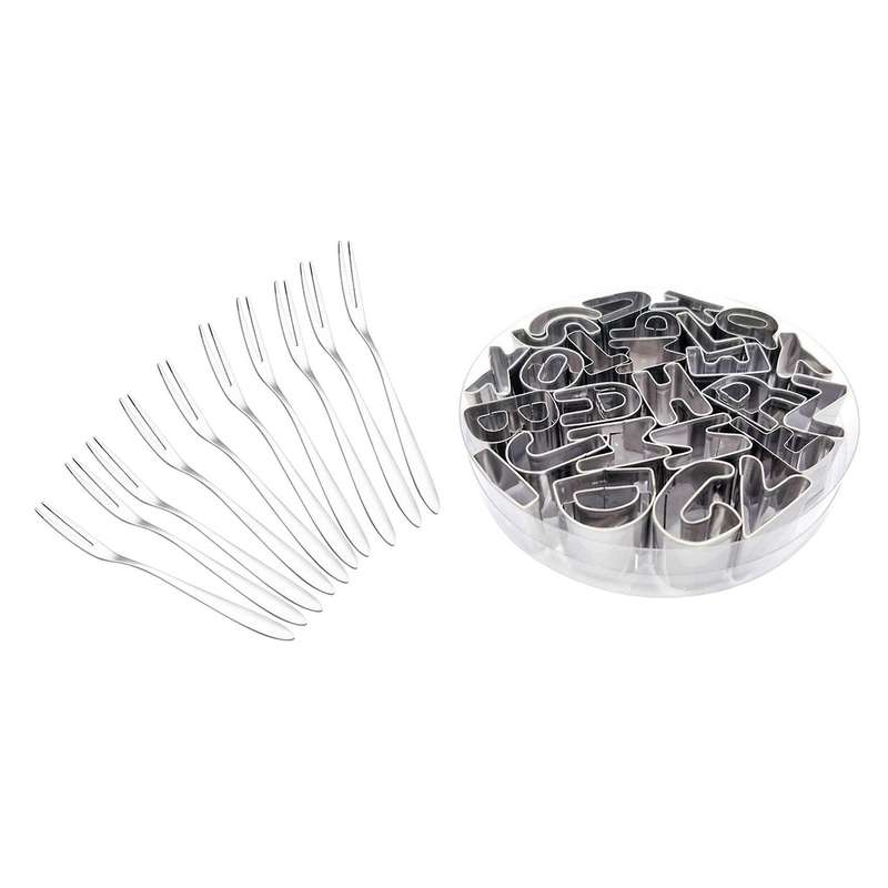 10pcs Stainless Steel Reusable Fruit Fork Cake Snack Tool 13cm