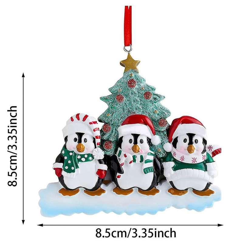 Personalized Penguin Family Christmas Tree Ornament (family Of 3)