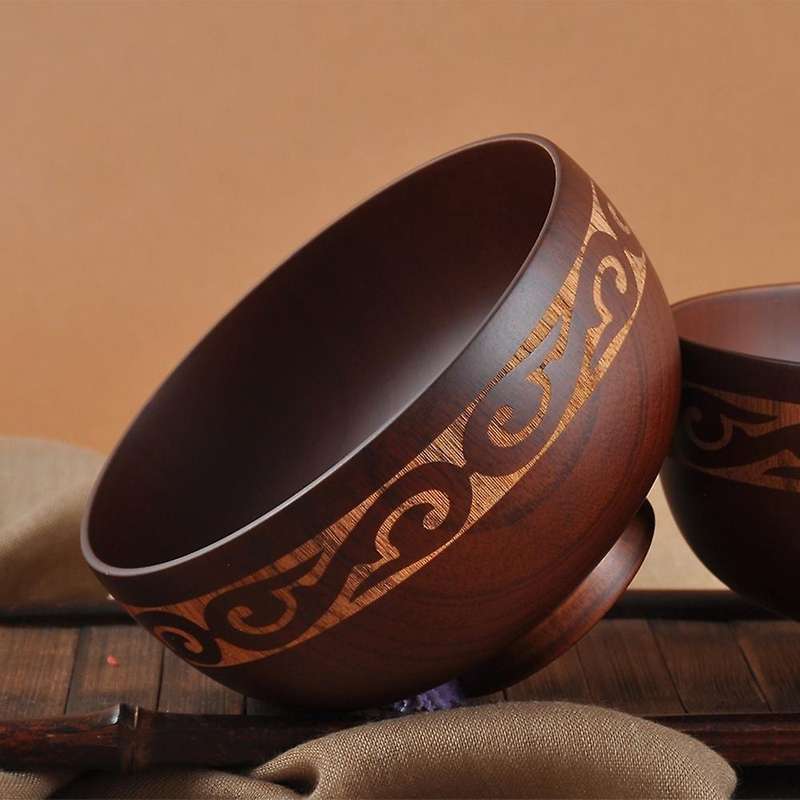 Mongolian Style Wooden Bowl Natural Wood Kids Wood Bowl Tableware
