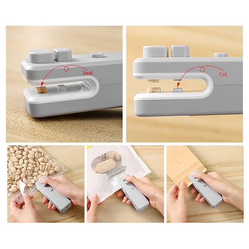 Usb Charging Mini Sealing Machine Household Snack Small Grey