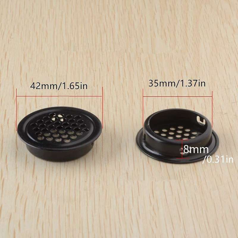 Round Ventilation Grille 35mm 30 Pieces Black for Cabinet Wardrobe