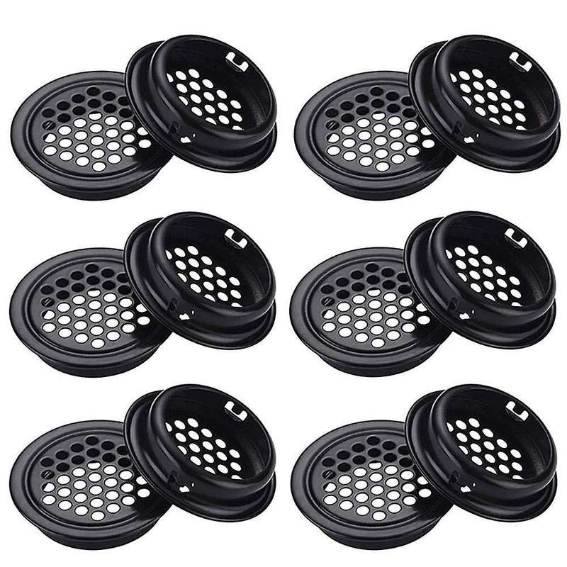 Round Ventilation Grille 35mm 30 Pieces Black for Cabinet Wardrobe
