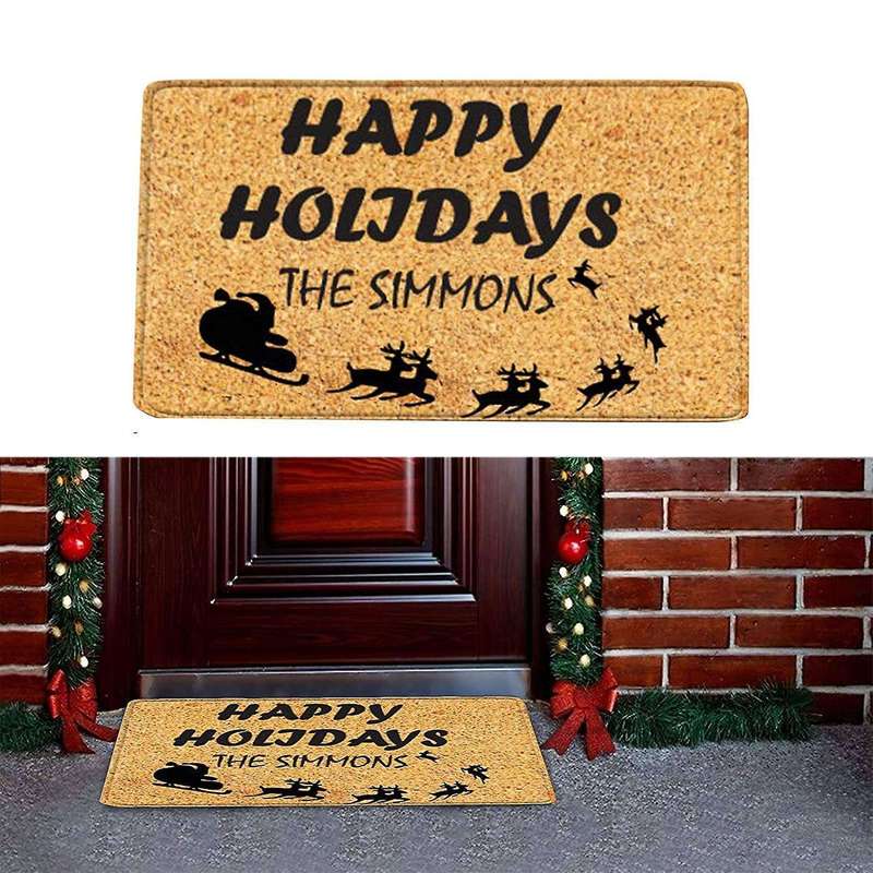 Christmas Doormat Floor Mat Non Slip Blanket Indoor Outdoor Rug-d