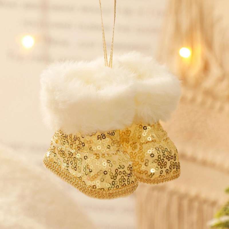 Christmas Plush Boot Shoe Toy Xmas Tree Hanging Pendant Ornaments, C