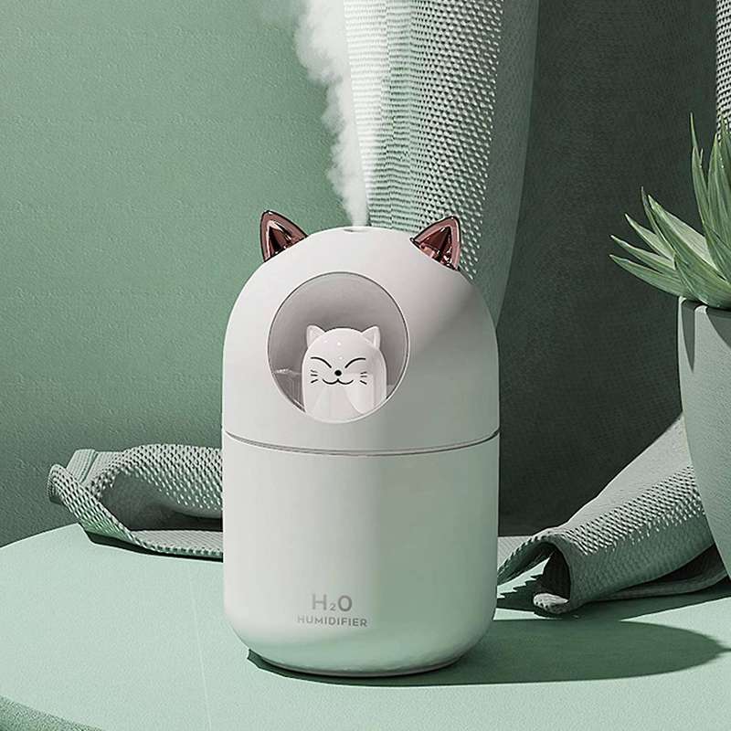 Cute Cat Cool Mist Humidifier for Home,cat Night Light White