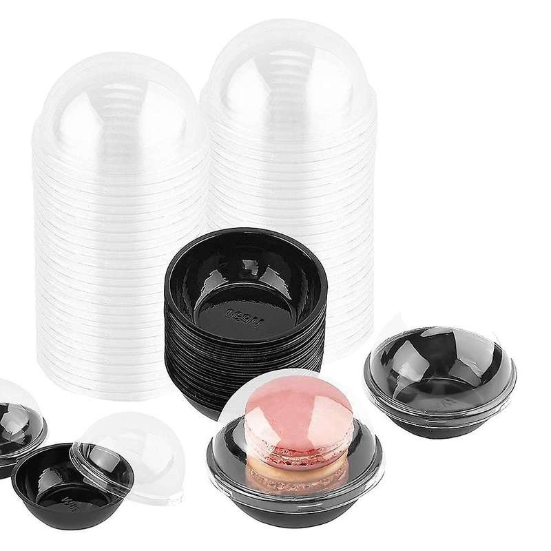 50 Pack Clear Plastic Mini Cupcake Container,for Mini Muffin Macaron