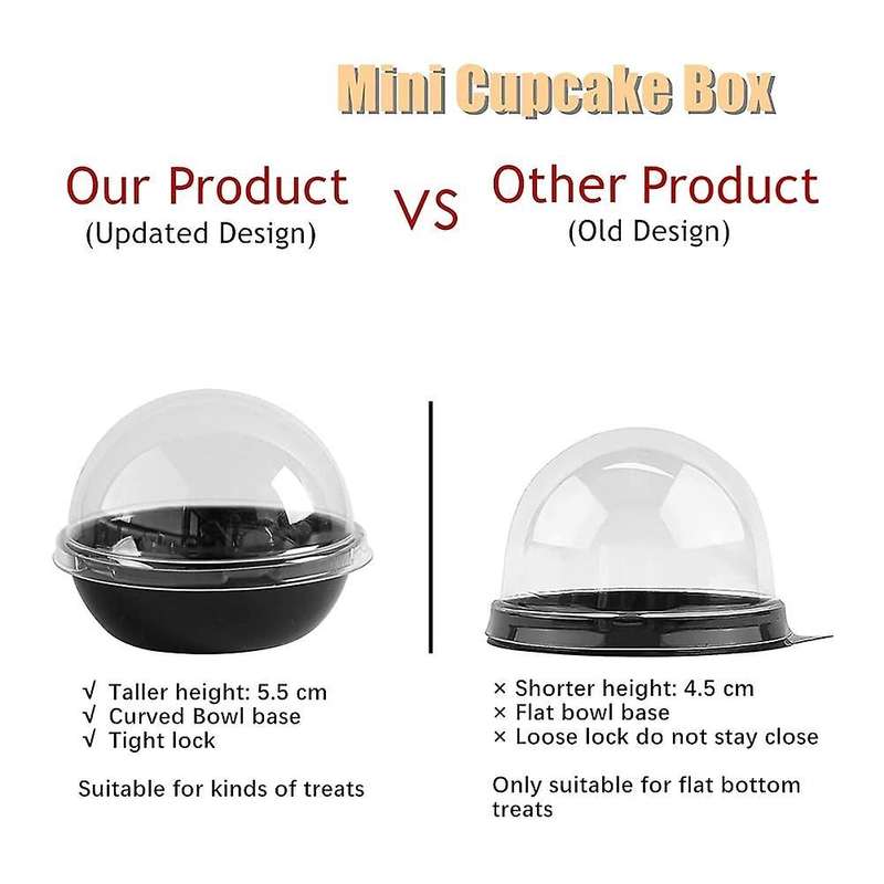 50 Pack Clear Plastic Mini Cupcake Container,for Mini Muffin Macaron