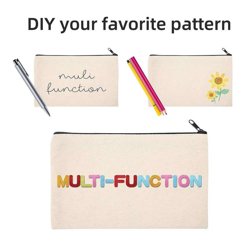 10 Pcs Blank Diy Craft Bag Canvas Pen Case Blank Makeup Bags - Canvas