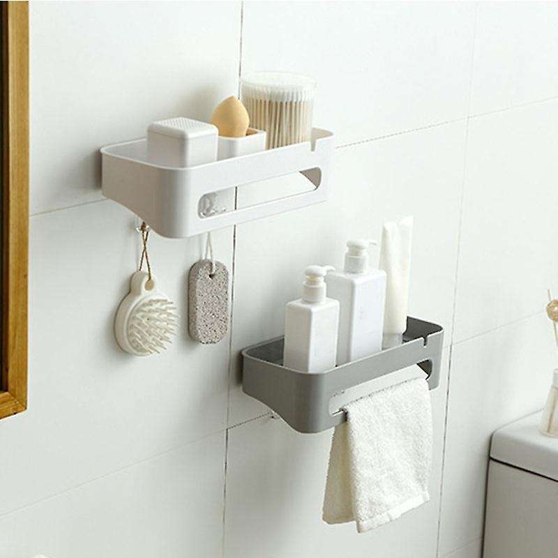 Bathroom Kitchen Storage Shelf Wall Mounted Cosmetics Holder-gray