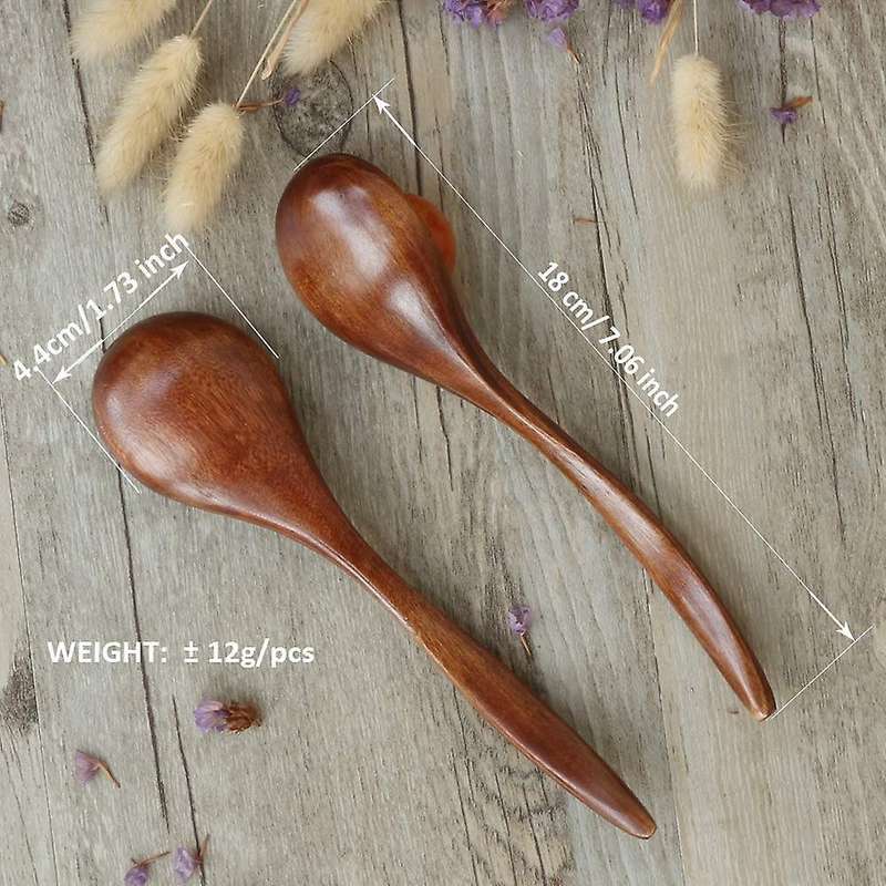 Wooden Spoons for Eating, 6 Pieces Natural Wood Eating Spoon