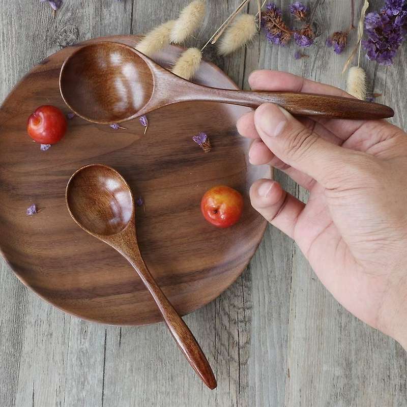 Wooden Spoons for Eating, 6 Pieces Natural Wood Eating Spoon