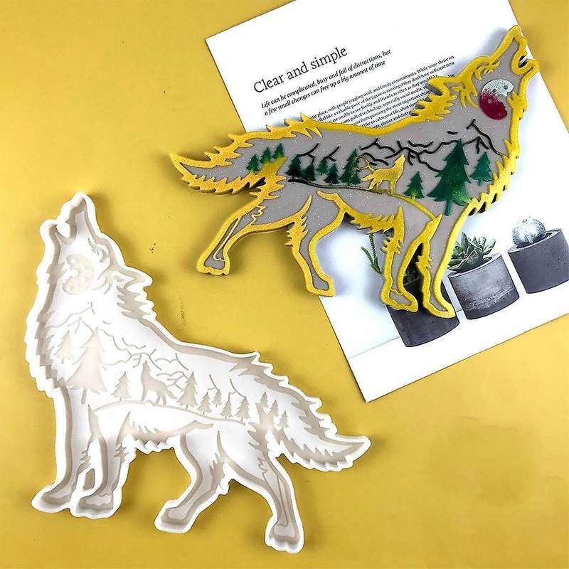 Wolf Decoration Epoxy Mould Diy Desktop Decoration Coaster Tray