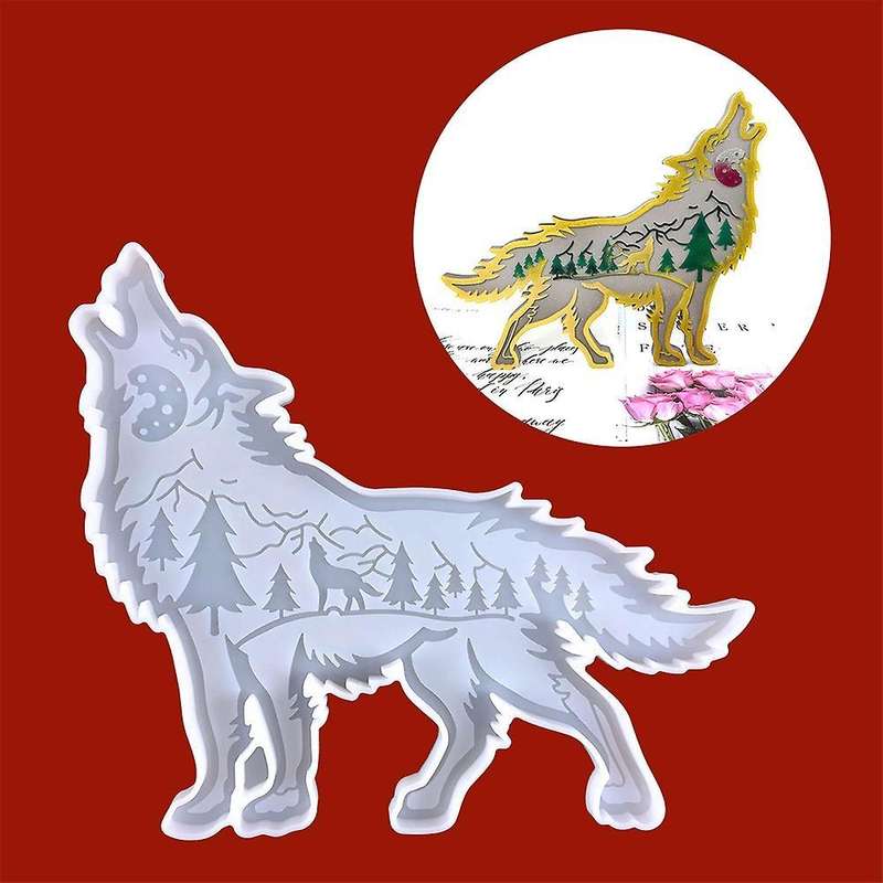 Wolf Decoration Epoxy Mould Diy Desktop Decoration Coaster Tray