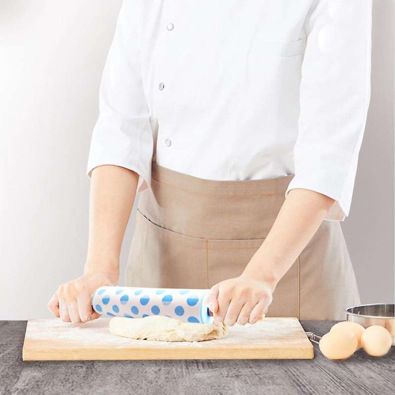 Silicone Rolling Pin Non-stick Surface Roller Type Household Blue