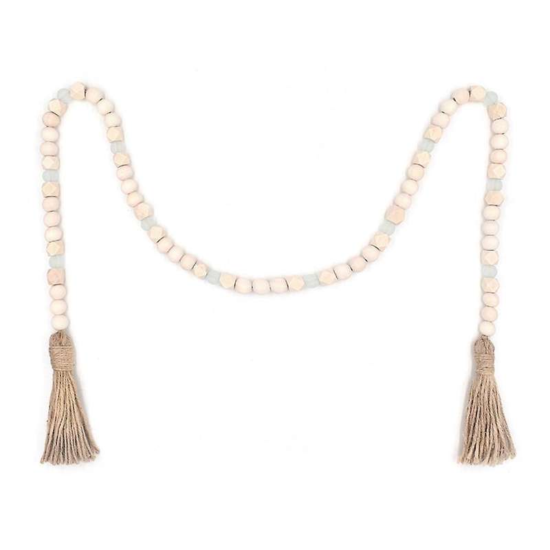 Wood Beads Wreath with Fringe, Wood Beads & Acrylic Beads, Farmhouse