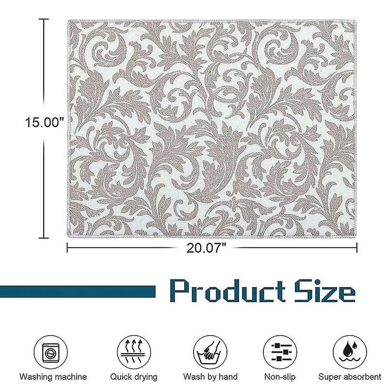 Washable Dish Drying Mats for Kitchen Counter Large (grey Vine)