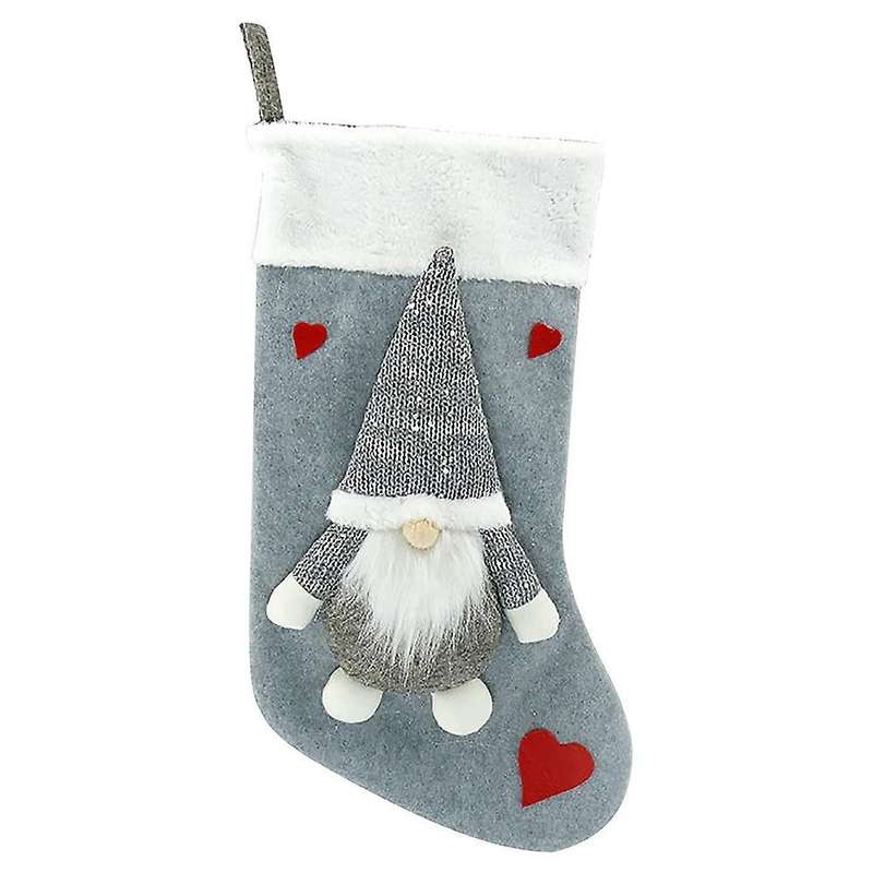 Santa Claus Christmas Stocking Fireplace Hanging Socks Decor Gray