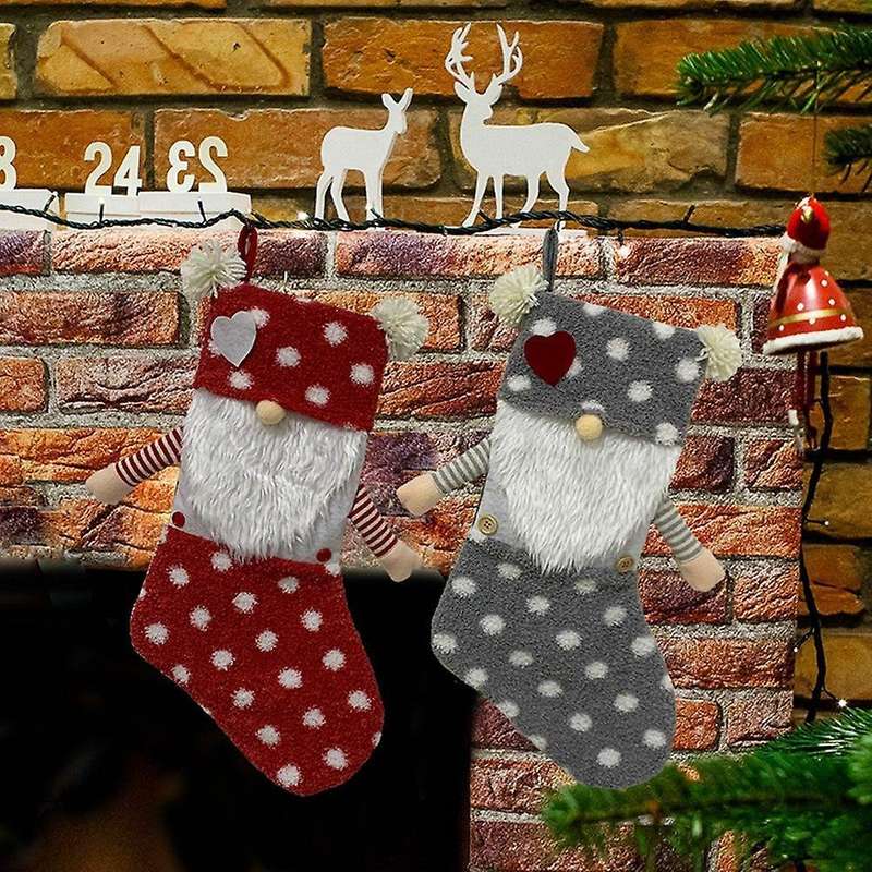 Christmas Stockings Ornaments Children New Year Candy Bag Red
