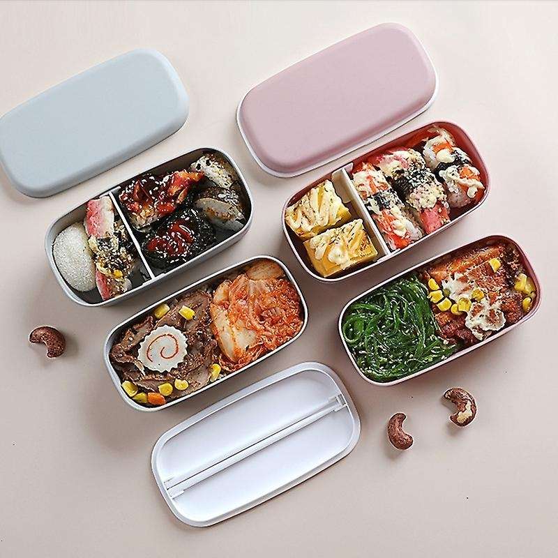 Microwavable 2 Layer Lunch Box with Compartments Leakproof Box Green