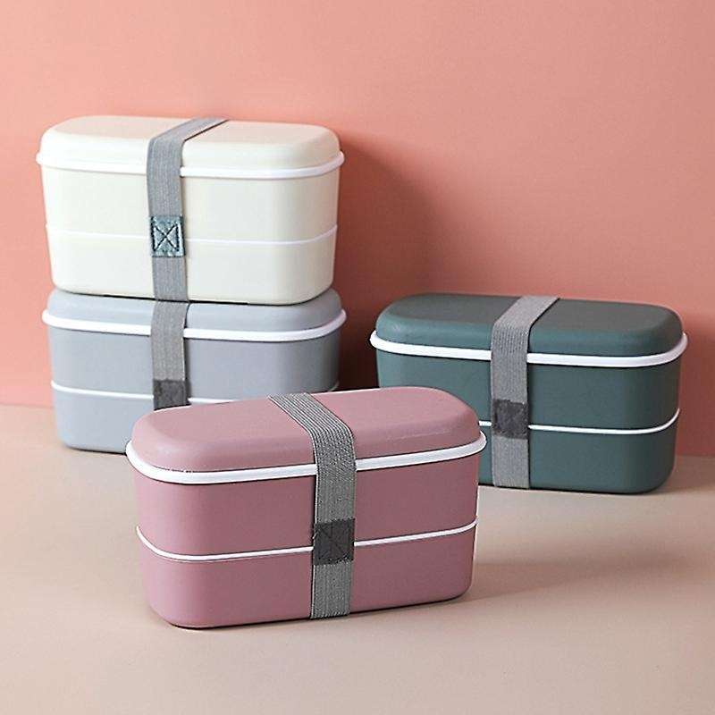 Microwavable 2 Layer Lunch Box with Compartments Leakproof Box Green