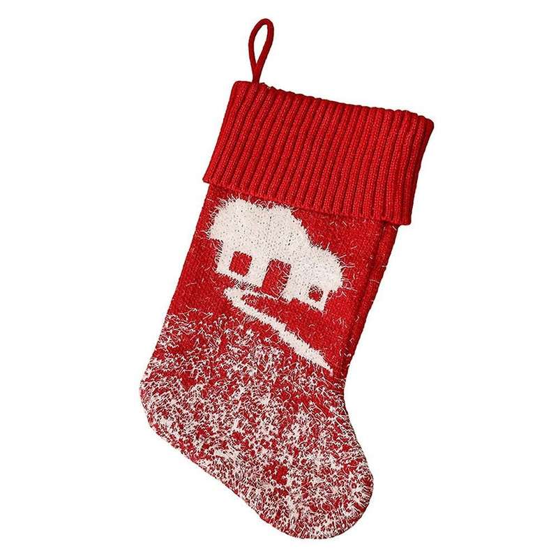 Thick Knitting Christmas Socks Gift Bag Santa Snowman Deer Socks B