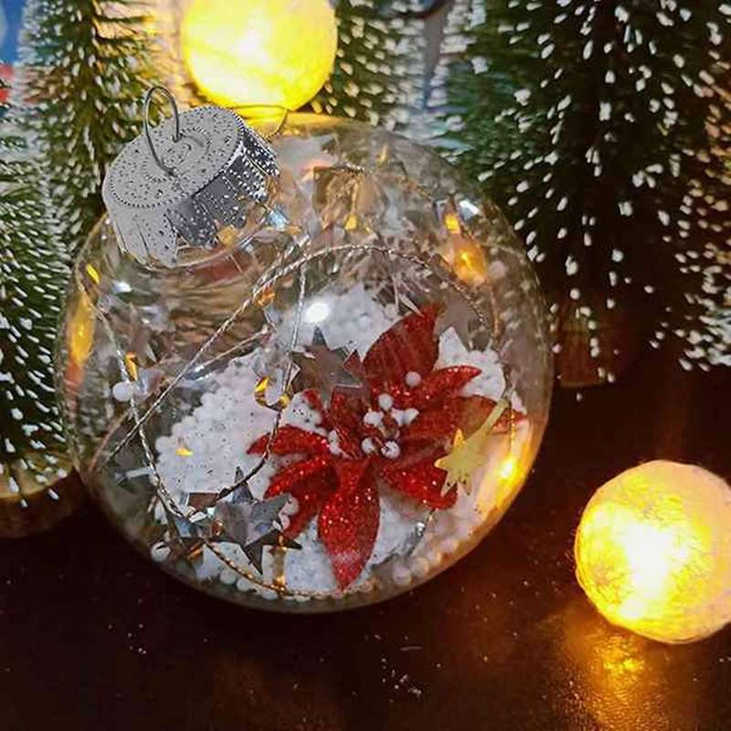 15 Pcs Round Clear Christmas Balls Fillable Diy Christmas Tree Balls