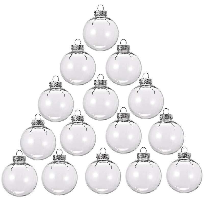 15 Pcs Round Clear Christmas Balls Fillable Diy Christmas Tree Balls