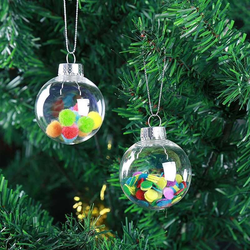 15 Pcs Round Clear Christmas Balls Fillable Diy Christmas Tree Balls
