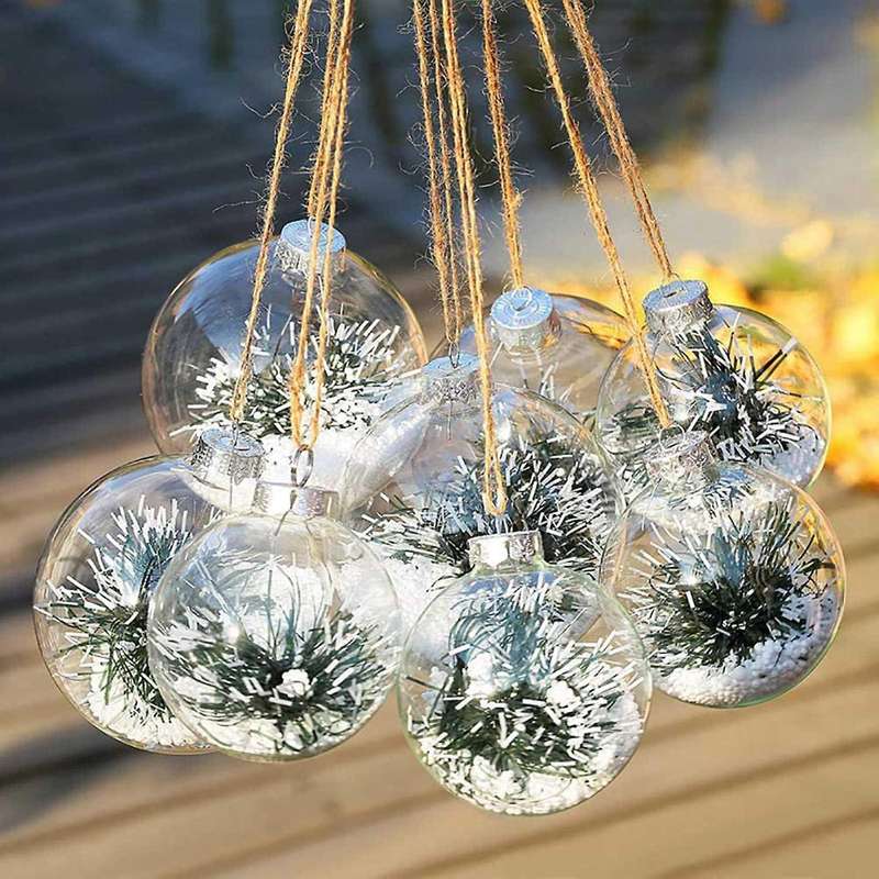15 Pcs Round Clear Christmas Balls Fillable Diy Christmas Tree Balls