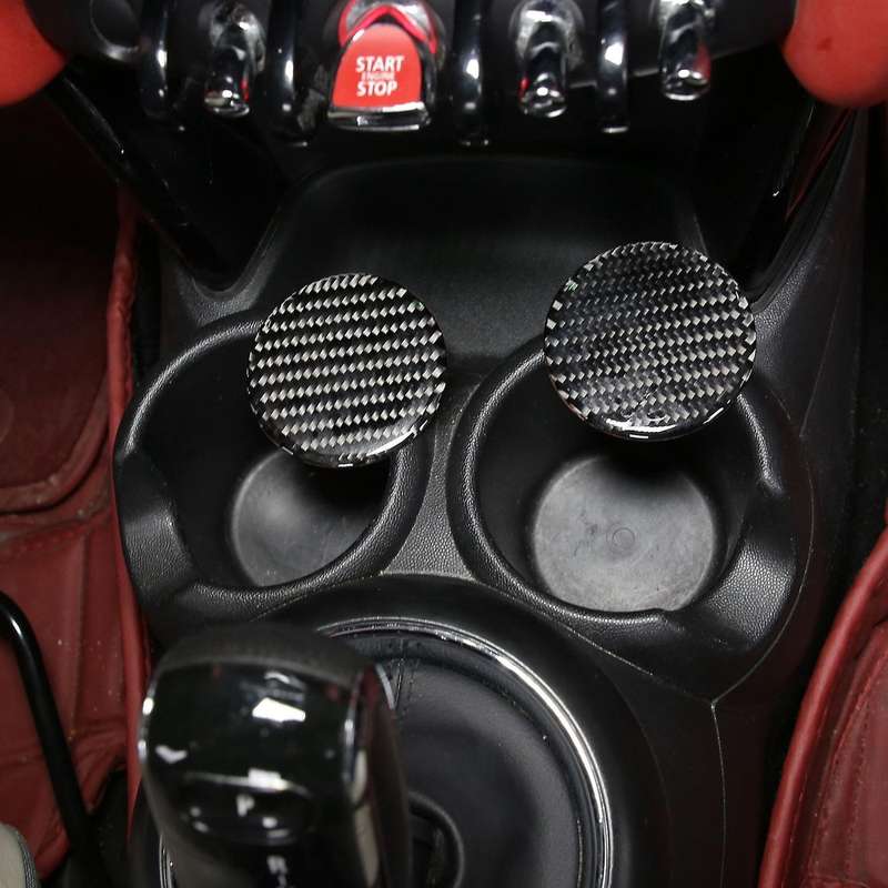 Car Water Cup Pad Coaster Carbon Soft Cover Trim For-bmw Mini