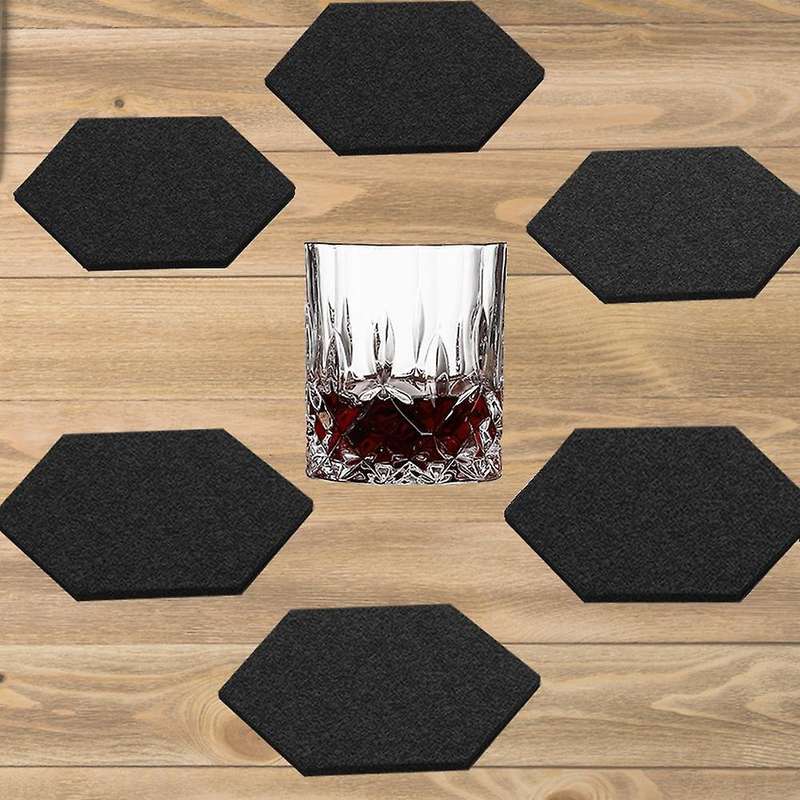Felt Drink Coasters, Thick Hexagon Coaster-black