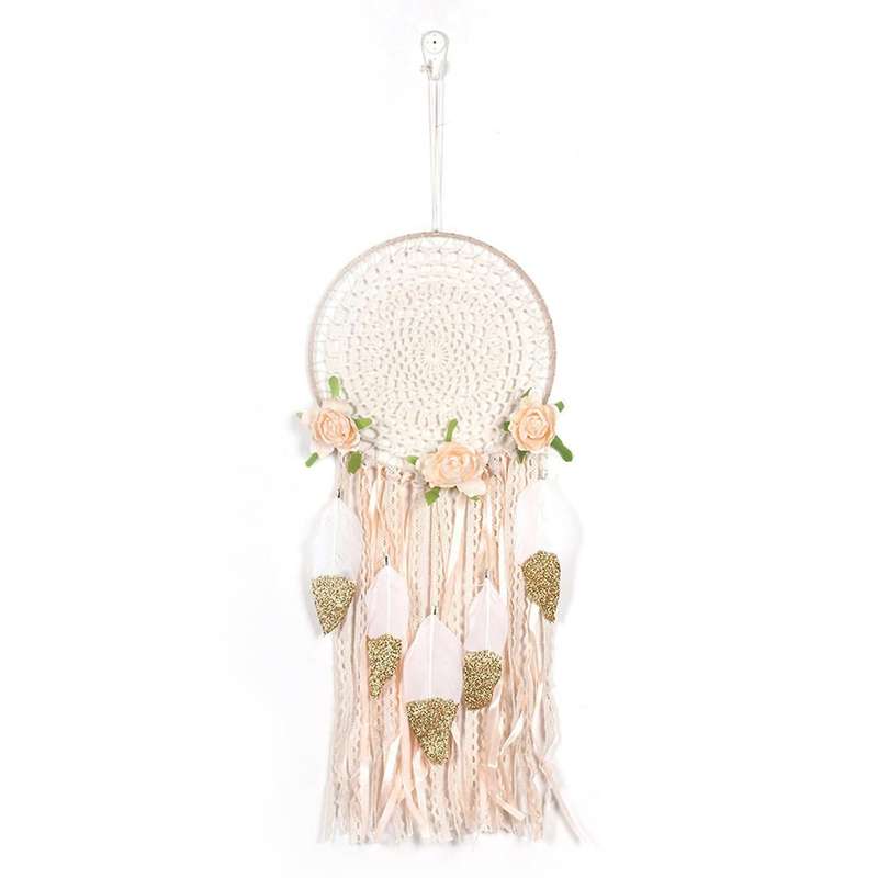 Woven Flower Feathers Boho Dream Catcher Diy Wind Chimes Wedding